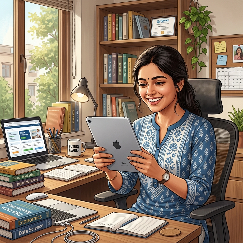 Student Checking Scorecard on Tablet